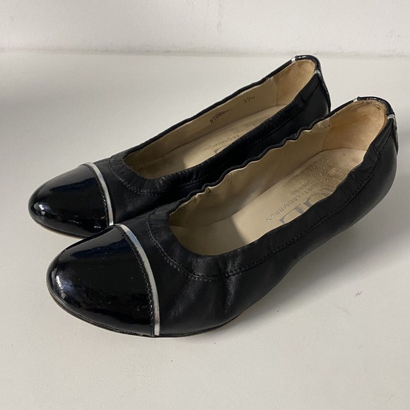 AGL Attilio Giusti Leombruni Pump Ballet Black Leather Wedge Heel Cap 37… - Picture 5 of 11
